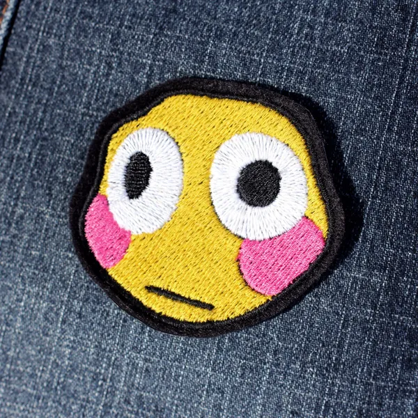 Flushed Cursed Emoji Embroidered Iron-On Patch