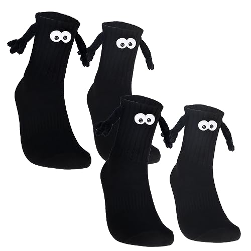 LASER HAND Holding Hands Socks Funny Magnetic Suction 3D Doll Socks Birthday Christmas Gifts for Valentines Him and Her - Large - Hand - Black 2
