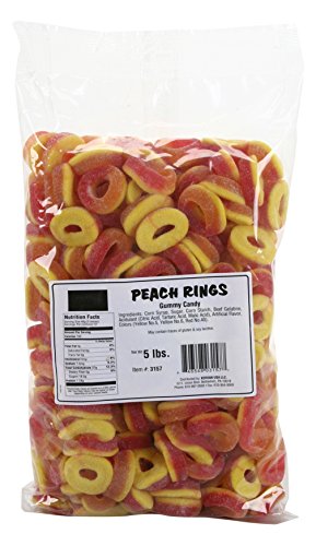 Dr. Snack Gummy Candy, Peach Rings, 5 Pound - Peach Rings - 5 Pound (Pack of 1)