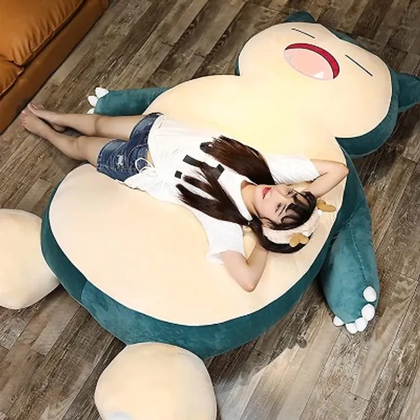HCSXMY Snorlax Bean Bag Chair Cover - Unstuffed Snorlax Plush Toy with Zipper for Girlfriend Birthday Gift (200CM, Angry Face)
