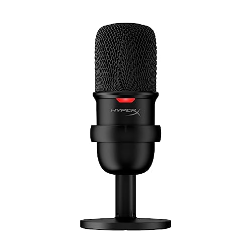HyperX SoloCast – USB Condenser Gaming Microphone, for PC, PS4, PS5 and Mac, Tap-to-Mute Sensor, Cardioid Polar Pattern, great for Streaming, Podcasts, Twitch, YouTube, Discord,Black - Microphone - Black