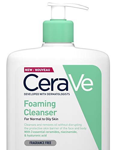CeraVe Foaming Cleanser for Normal to Oily Skin 1 Litre with Niacinamide and 3 Essential Ceramides - 1 l (Pack of 1)