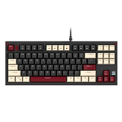 Camiysn Mechanical Gaming Keyboard 87 Keys Wired Compact TKL Mechanical Keyboard Ergonomic Design Retro Style Keyboard with Rainbow Led Backlit Yellow Switches for Windows Mac PC, Black & White - Black/Yellow Switch