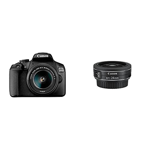 Canon EOS 2000D DSLR Camera and EF-S 18-55 mm f/3.5-5.6 IS II Lens, Black With Canon EF-S 24 mm f/2.8 STM Lens - Black - 18-55 mm f/3.5-5.6 IS II Lens with Zoom Lens