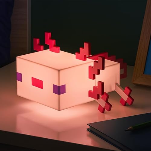 Paladone Minecraft Axolotl Light, Five Color Modes, Minecraft Lamp to Decorate Your Gaming Desk or Night Stand