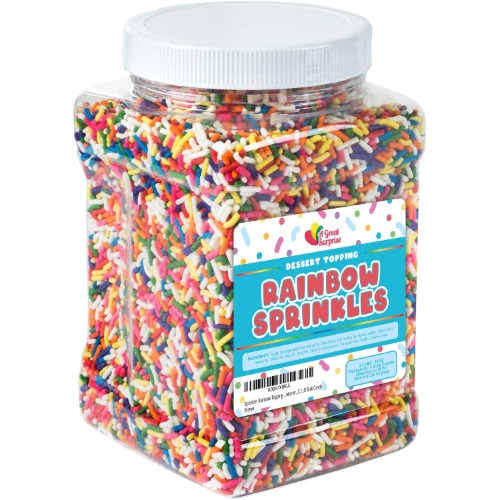 Sprinkles Rainbow Topping in Resealable Container, 2.2 LB Bulk Candy - Rainbow
