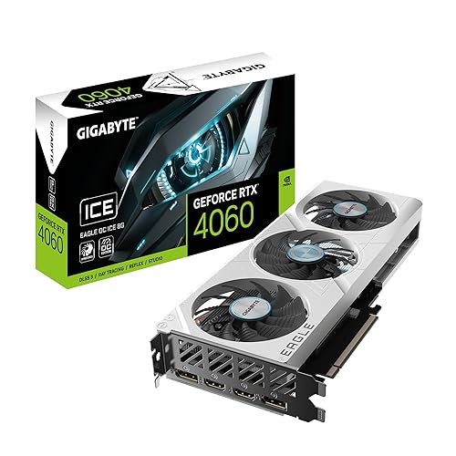 Gigabyte GeForce RTX 4060 Eagle OC ICE 8G Graphics Card - 8GB GDDR6, 128bit, PCI-E 4.0, 2505MHz Core Clock, 2 x DisplayPort 1.4a, 2 x HDMI 2.1a, NVIDIA DLSS 3, GV-N4060EAGLEOC ICE-8GD