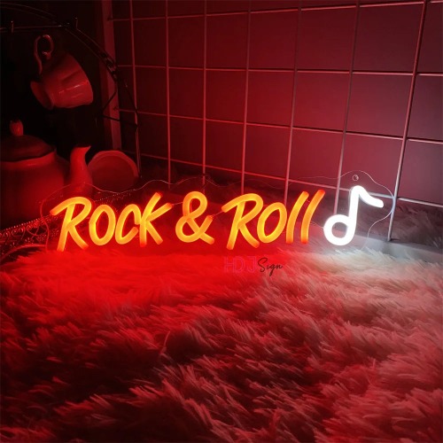 Rock And Roll LED Neon Light - 1-red white / 40x10cm USB