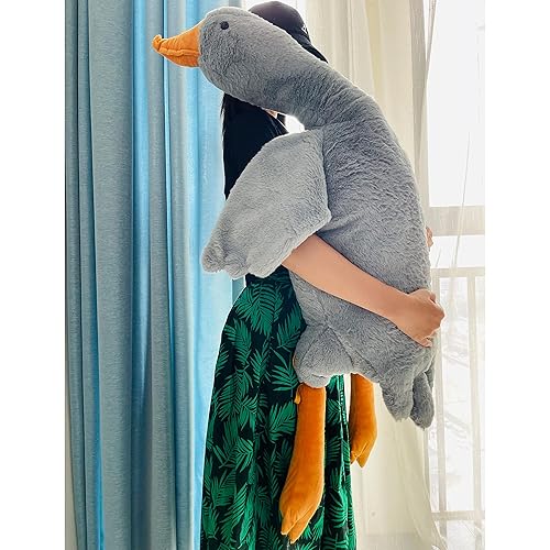 Tanha Goose Plush, Soft Large Goose Stuffed Animal, Cute Stuffed Goose, Grey Duck Plush Gift for Girlfriend, Kids or Best Friend（51inch, 130cm） - 51inch/130cm - Grey