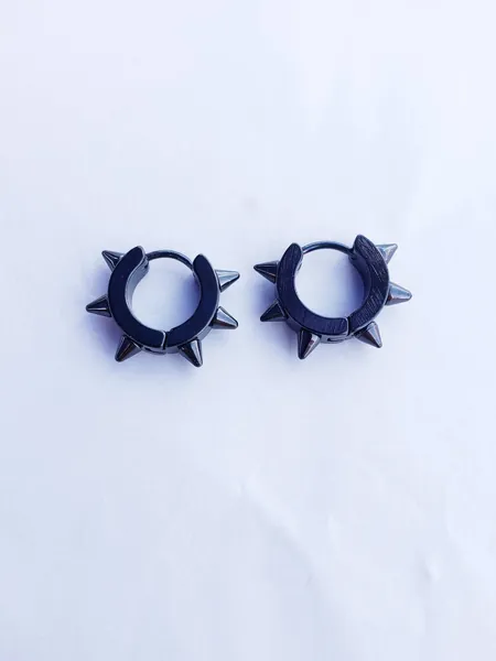 Spike hoop earrings punk rock men earrings stainless steel rock hoops