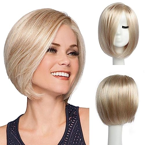 BESTUNG Short Platinum Blonde Wigs for Women Bob Wig Natural Straight Wig Side Part Hair for Daily Party Cosplay Halloween - Blonde