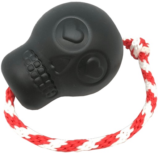 USA-K9 Magnum Skull Durable Rubber Chew Toy, Treat Dispenser, Reward Toy, Tug Toy, and Retrieving Toy - Black Magnum - LARGE BLACK SKULL REWARD