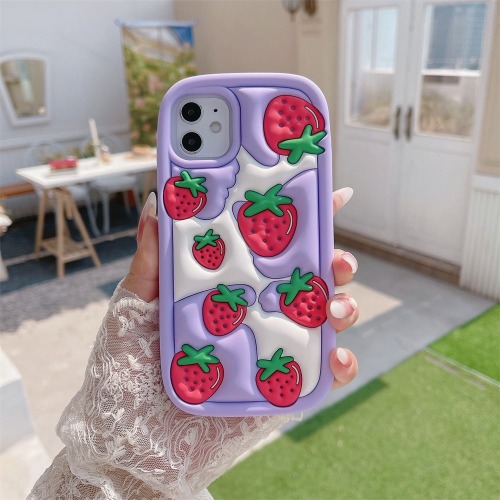 iPhone Case with Strawberry Cream Design - Purple / for iphone 14Pro