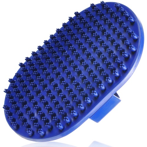 Dog Grooming Brush - Dog Bath Brush - Cat Grooming Brush - Dog Washing Brush - Rubber Dog Brush - Dog Hair Brush - Dog Shedding Brush - Pet Shampoo Brush for Dogs and Cats with Short or Long Hair - Blue