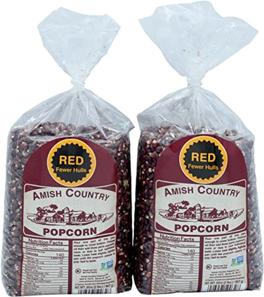 Amish Country Popcorn | 2-2 lbs Bags | Red Popcorn Kernels | Old Fashioned, Non-GMO and Gluten Free - 2 Pound (Pack of 2)