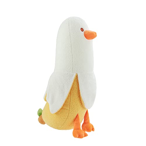 Banana Duck Plush Toy, 19.7'' Weighted Duck Stuffed Animals, Elastic Duck Plush Big Stuffed Animals Banana Plushie Hugging Pillow, Throw Pillow, Body Pillow, Room Decoration Gift for Kids Girls Boys - White - 19.7"