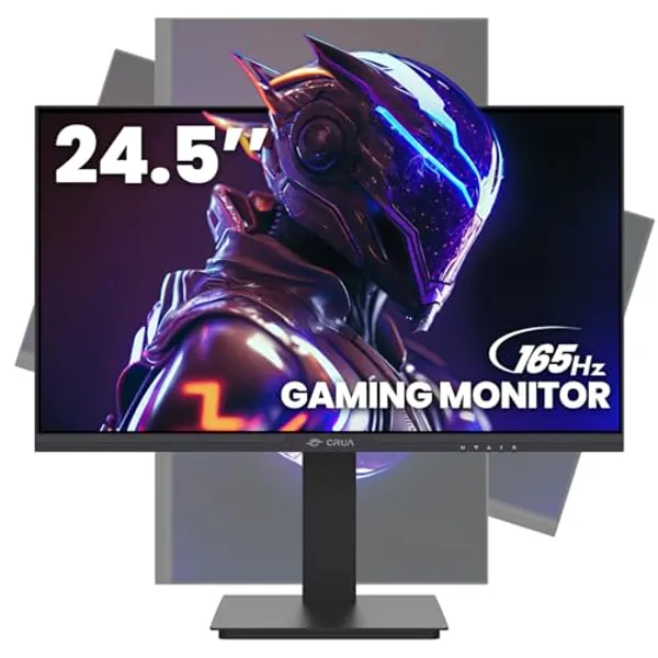CRUA 24.5Inch Gaming Monitor 144Hz/165Hz, FHD 100% sRGB Computer Monitor, Height/Pivot/Swivel/Tilt Adjustable Vertical Monitor, Support FreeSync, DisplayPort, HDMI, Wall Mount (75mmX75mm) - 24.5Inch - FHD 165Hz Vertical