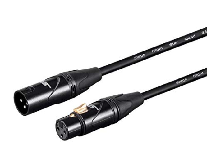 Monoprice Starquad XLR Male to XLR Female Microphone Cable - 6 Feet - Black, 24AWG, Optimized for Analog Audio - Gold Contacts - Stage Right Series