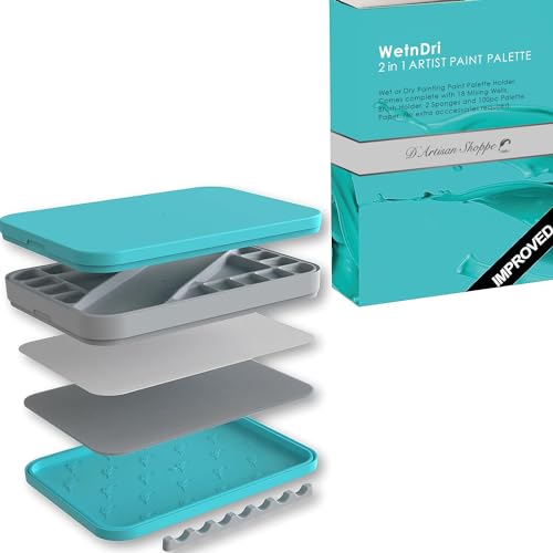 WetNDri Acrylic Paint Palette. Warhammer 40k Starter Set Stay Wet Palette for Miniatures. Paint Pallet, Miniature Painting Kit, 100 Palette Paper, 2 Paint Pallete Sponge, Warhammer 40k Miniatures - Wet Palette Plus