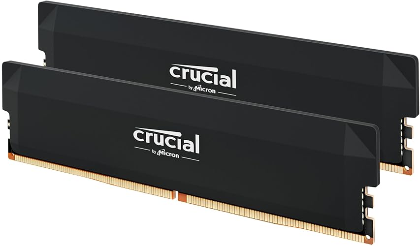 Crucial Pro DDR5 RAM 32GB Kit (2x16GB) 6000MHz CL36, Overclocking Desktop Gaming Memory, Intel XMP 3.0 & AMD Expo Compatible - Black CP2K16G60C36U5B - 32GB Kit (2x16GB) Black - 6000MHz