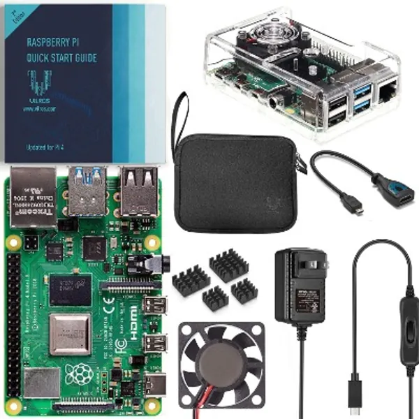 Vilros - Raspberry Pi 4 2GB Basic Kit - Includes Fan-Cooled Case, Power Supply with Switch, Heatsinks, HDMI Adapter, & Quickstart Guide