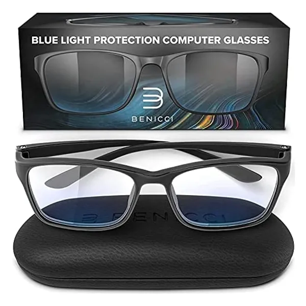 
                            Stylish Blue Light Blocking Glasses for Women or Men - Ease Computer and Digital Eye Strain, Dry Eyes, Headaches and Blurry Vision - Instantly Blocks Glare from Computers and Phone Screens w/Case
                        