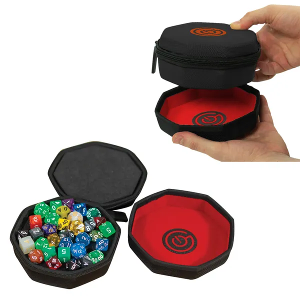 GeekOn Protective Dice Case with Foam Padding and Nesting Felt Dice Tray for Board Games and RPGs - Holds up to 75 dice! (Black) - Black