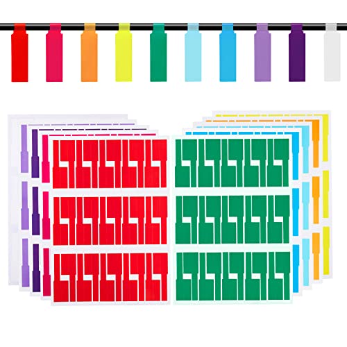 300 Cable Labels, JIQEZNL Premium 10 Colors Wire Labels Electrical, Waterproof Cord Labels Electronics Tags for Cable Management, Self-Adhesive Cable Labels Tags for Laser Printer and Handwriting - 300 Labels (10 Sheets)