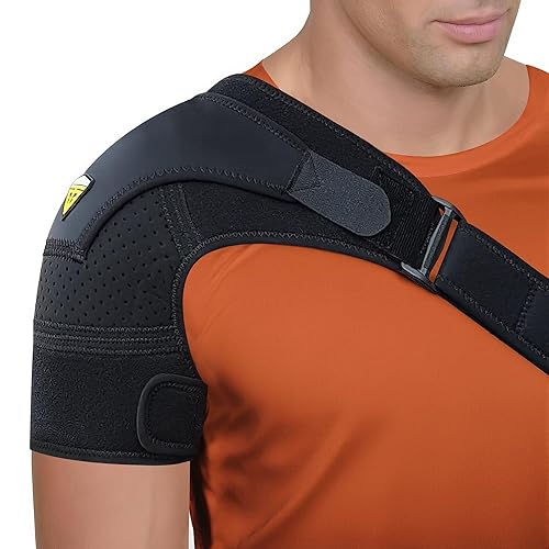 FIGHTECH Shoulder Brace for Torn Rotator Cuff for Men and Women - 4 Sizes - Support & Pain Relief (Black, Large/X-Large) - Black - Large/X-Large