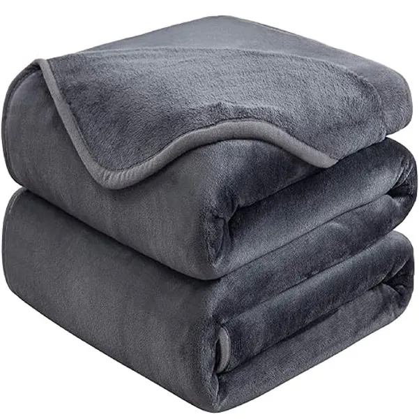 Soft Queen Size Blanket for All Season Warm Fuzzy Microplush Lightweight Thermal Fleece Summer Autumn Fall Winter Spring Blankets for Queen Full Bed Couch Sofa,90x90 Inches,Dark Gray - Queen (90-Inch-by-90-Inch) - Dark Grey