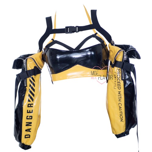 Danger Cyber Cat Outfit - Yellow & Black / Top / M/L