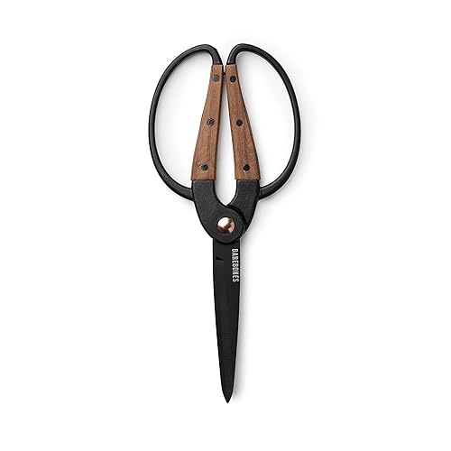 Barebones Garden Scissors - Walnut Plant Scissors - Garden Supplies and Indoor Plant Accessories - Plant Shears with Wide Handles - Comfortable Fit Hand Pruners (Large)