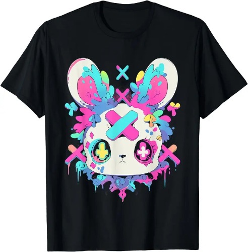 Black Horror Kawaii Bunny T-Shirt - black / XXXL