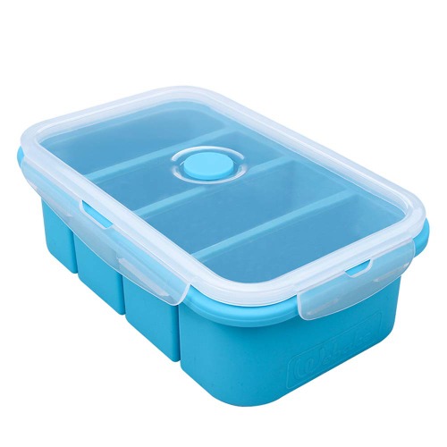 Webake Silicone Freezer Tray with Lid, Food Storage Container, 1 Cup Portion, Ice Cube Tray for Soup Sauce Meal Prep, BPA Free