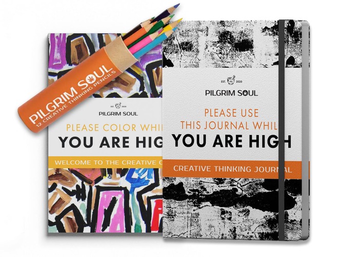 Coloring Book & Original Creative Thinking Journal + Pencil Set