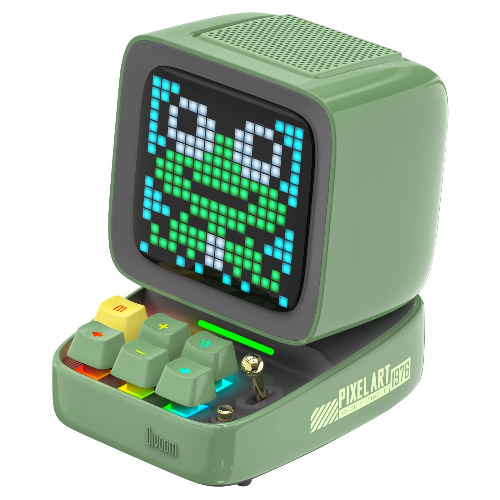 Divoom Ditoo Pixel Art Gaming Portable Bluetooth Speaker with App Controlled 16X16 LED Front Panel, Also a Smart Alarm Clock (Green)