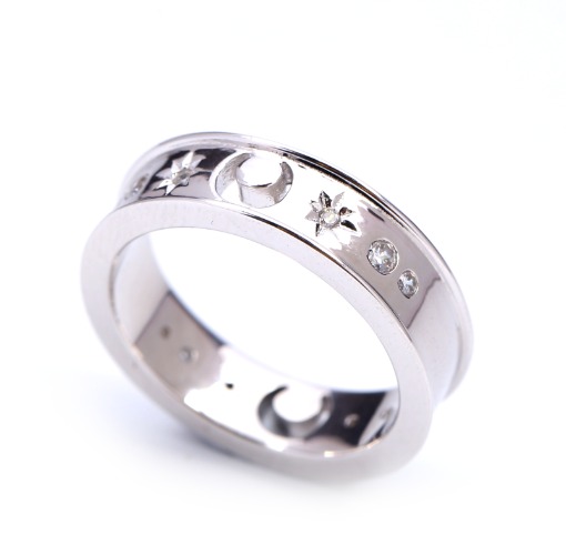 Moonlight Twinkle Bold Ring - 7 / Silver