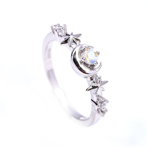 Moonlight Twinkle Dainty Ring - 9 / Silver