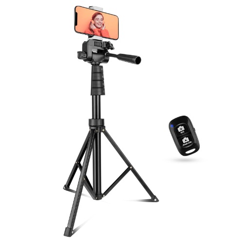Aureday 67" Phone Tripod&Camera Stand, Selfie Stick Tripod with Remote and Phone Holder, Perfect for Selfies/Video Recording/Vlogging/Live Streaming - 67in