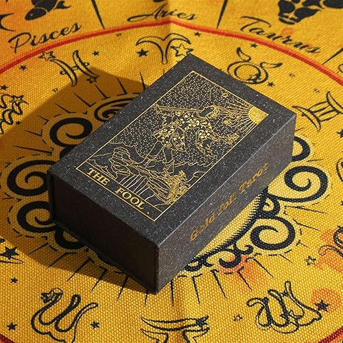 GIBZ Tarot Deck PVC con Caja Vintage 78 Cartas de Tarjetas Bonitas para Principiantes - Negro