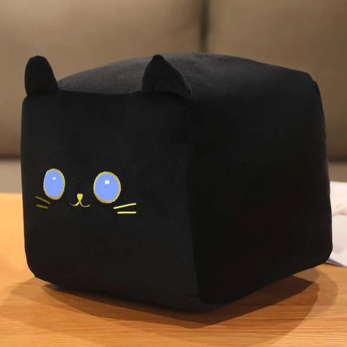 Ultra-Soft Black Cat Plush - White / 25*20*20cm