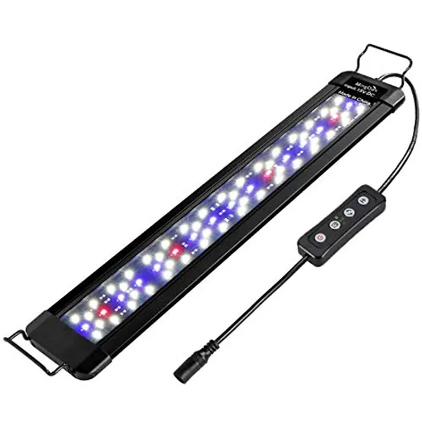 MingDak LED Aquarium Fish Tank Light Fixture,Full Spectrum Lighting for Freshwater Planted Aquariums,Slim & Thin Aluminum Housing,Extendable Brackets Fit 18" to 24" Fish Tank Model MDGLSD01B-18S