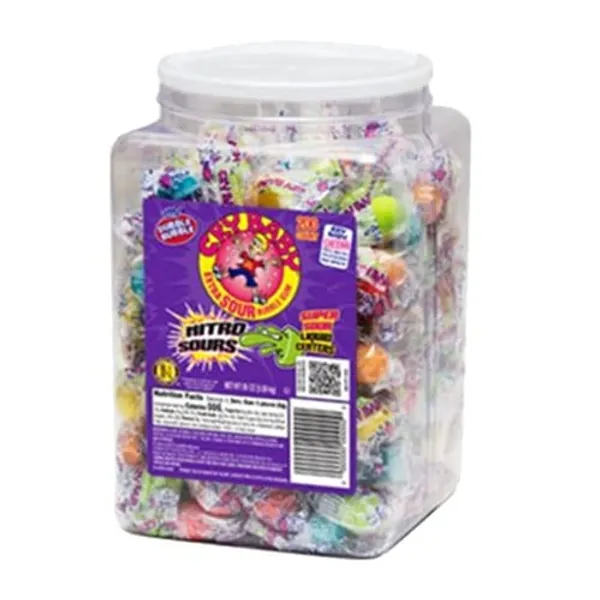 Cry baby Nitro Sours Extra Sour Bubblegum Candy, 3.27 LB Tub - 200 Count Individually Wrapped