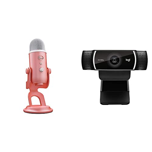 Blue Yeti Premium USB Gaming Microphone for Streaming, Blue VO!CE Software, PC, Podcast, Studio, Computer Mic, Exclusive Streamlabs Themes + C922x Pro Stream Webcam - Pink Dawn - Pink Dawn - Gaming Microphone - Mic + Webcam