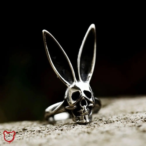 Rabbit Skull Ring - silver / 7