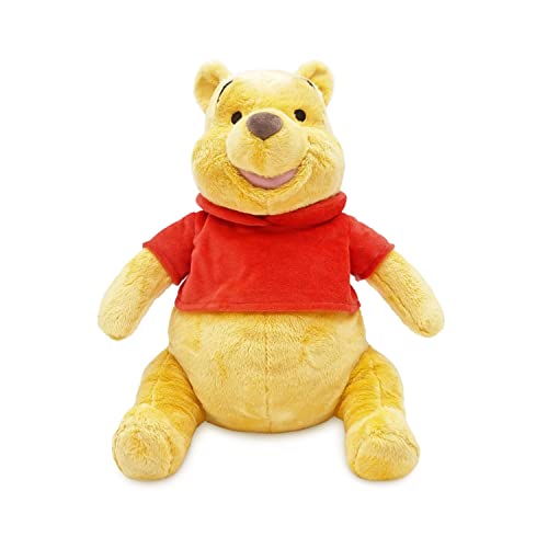 Disney Store Official Winnie The Pooh Soft Toy, Medium 12 inches, Cuddly Toy Made with Soft-Feel Fabric with Embroidered Details and Wearing Classic Red T-Shirt, Suitable for All Ages - Winnie The Pooh