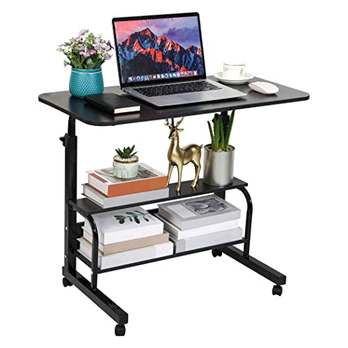 Laptop Desk Removable and Adjustable Height Table for Bedroom Bedside Table Lazy Sofa Table Minimalist Office Desk Home Student Writing Desk Desk, Small Standing Desk with Storage TV Tray Table.Black - Black
