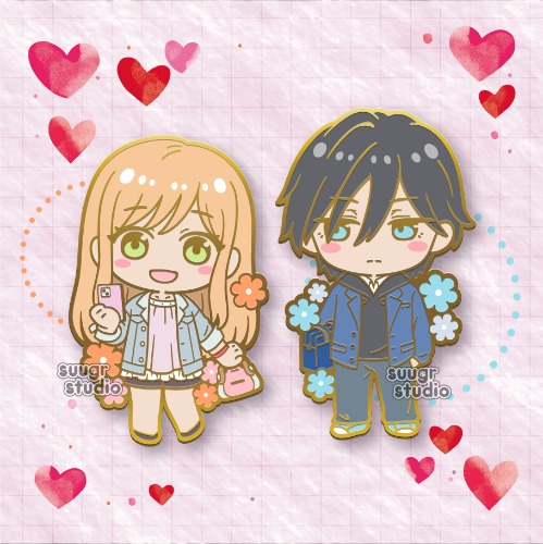 PREORDER - Akane and Yamada Hard Enamel Pin - Set of Both / [A Grade] / Locking Clasps