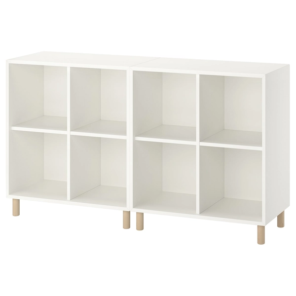 EKET Storage combination with legs - white/wood 140x35x80 cm (55 1/8x13 3/4x31 1/2 ")