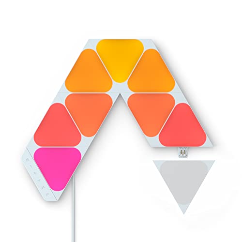 Nanoleaf Shapes WiFi and Thread Smart RGBW 16M+ Color LED Dimmable Gaming and Home Decor Wall Lights Smarter Kits (Mini Triangles Smarter Kit (9 Panels))